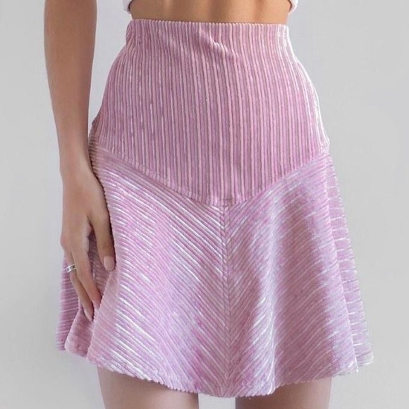 NWT Free People Camden pink velvet skirt - Picture 2 of 6